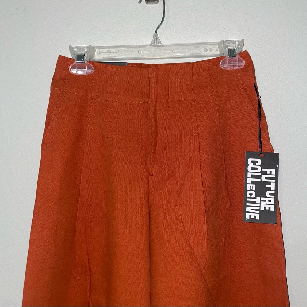 Future Collective Target Rust Orange Pants Wide Leg High Waist Fall Size 0 NEW - Picture 3 of 16